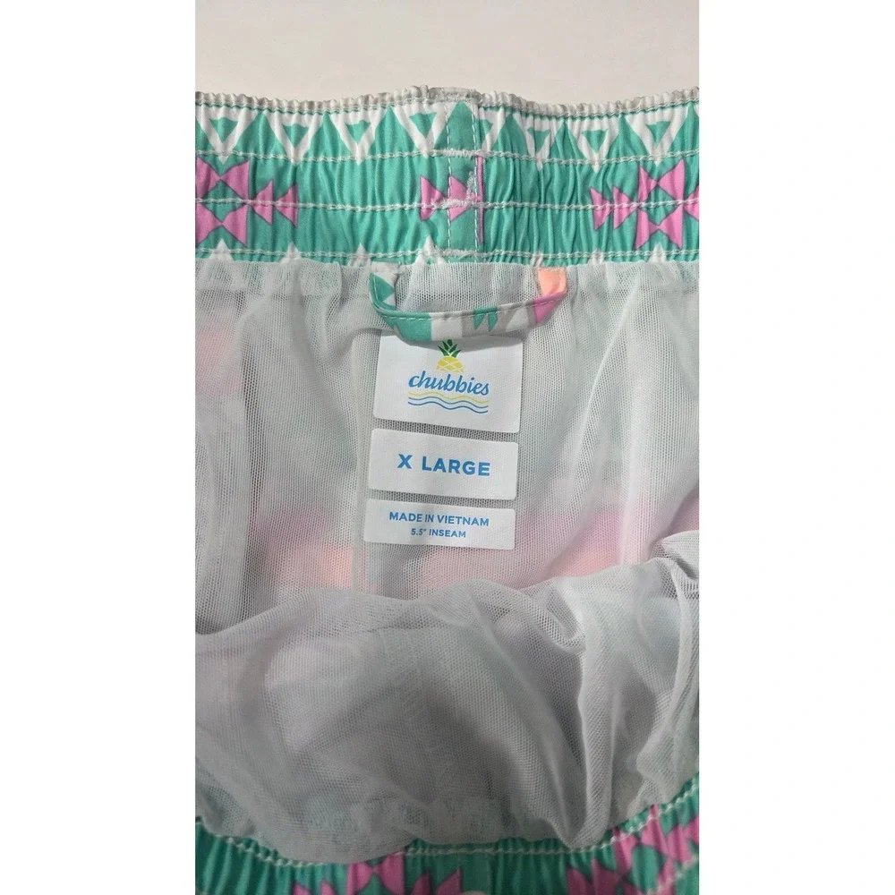 Chubbies‎ Mens Swim Trunks XL Teal Southwestern Geometric 5.5 Inch Inseam Shorts